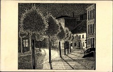 Künstler Ak Tietze, Rathenow im Havelland, Am Haveltor abends - 10781951