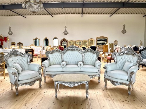 Sofa set white french louis - white,
