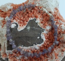 Natur Tansanit Armband edelsteinarmband blau Schmuck Nuggets 925 Silber ca.18 cm