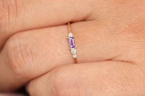Baguette amethyst goldring - amethyst,
