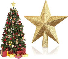 Weihnachtsbaumspitze Stern Gold Glitzer Christbaumspitze Kunststoff Baum Topper