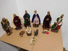 Krippenfiguren beweglich bekleidet Holz geschnitzt aus den 60er Jahren