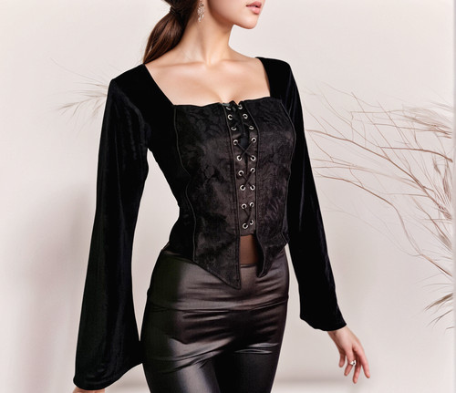 Velvet blouse bodice blouse
