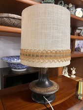 Große Tischlampe rustikal Braun Steingut/Ton-Fuß Vintage Retro Handarbeit 61cmH