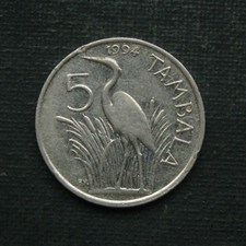 MR) Malawi 5 Tambala 1994 - Tier Vogel Kranich Reiher / Hastings Kamuzu Banda