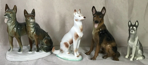 Porzellan figur hund - porzellan,