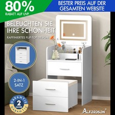 ALFORDSON Frisiertisch-Hocker-Set Schminktisch LED Spiegel Schrank Schlafzimmer