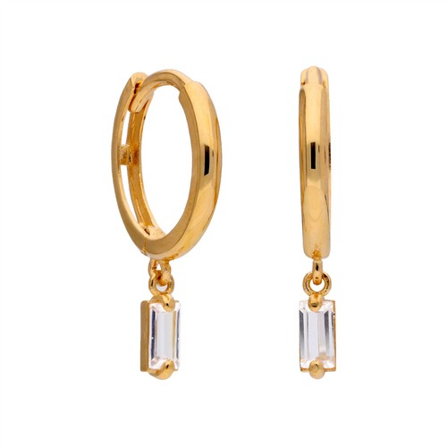 Gold baguette charm 12 - cz,