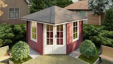 5-Eck Gartenhaus Blockhaus, Pavillon 3x3M 5-Eckige Holz 40mm Leonie EB40022F18