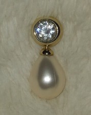 ⭐NEU⭐ toller Tropfen Anhänger mit Perle  Diamonique DQCZ  925 Silber vergoldet ⭐