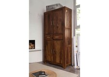 Wohnzimmerschrank Holz massiv Schrank Kleiderschrank m. Fächer Sheesham 90x180
