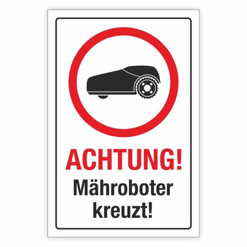 Schild achtung mähroboter - schild,