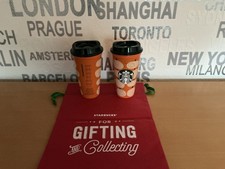 Starbucks Becher Reusable Hot Cup Kürbis orange 1 Tumbler 16oz NEU