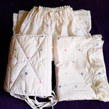 Stubenwagen-Set,3-teilig,weiß mit farbigen Herzchen, Baumwolle,selbst genäht