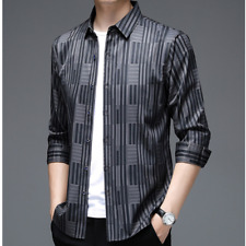 Herren Gestreift Satin Hemd