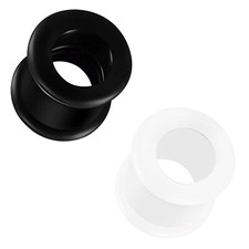Paar Silikon Tunnel Uhr Plugs Piercing Schmuck schwarz weiß Silicone Stöpsel