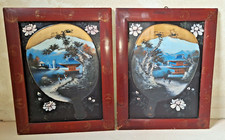 antike japanische Lackbilder auf Holz Urushi Lackmalerei um 1900