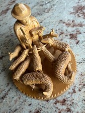 alt Erzgebirge Schafherde Hund Schäfer Schafe Schnitzkunst Handarbeit P.K.