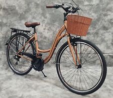 28 ZOLL DAMENRAD 21-GANG SHIMANO SCHALTUNG & LICHT & KORB NEU 2810-GOLD-BRAUN