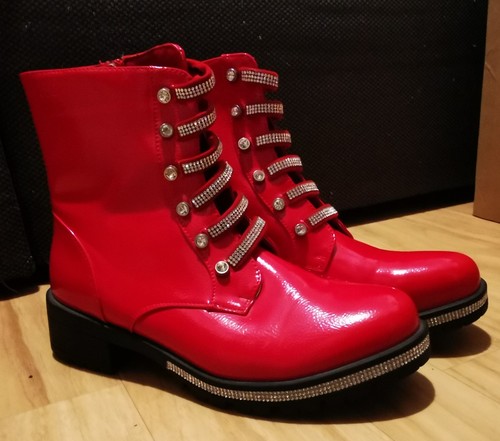 Rote damen stiefeletten mit - rote,