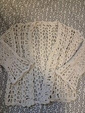 strickjacke Damen Handarbeit Chenille Cremeweiss Gr.M/L