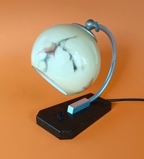 Kultige Nacht-Tischlampe Glas-Globus marmoriert Art Deco 30/40er Vintage Antik