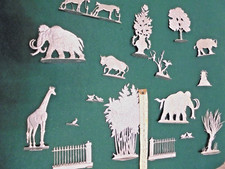 17 Zinnfiguren Zoo Tiere,u.Pflanzen,davon 5 große und 12 kl.Figuren