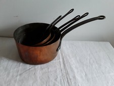 Henkeltopf Kasserolle 5er Set Kupfertopf Griff Eisen genietet innen Zinn Sammler