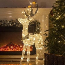 LED Rentier Metall Gold Weiß