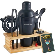 9 tlg Edelstahl Cocktail Shaker Set Barkeeper Kit 530ml Shaker mit  Ständer