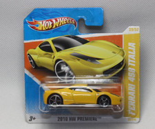 Ho4093, Hot Wheels 2010 Ferrari 458 Italia yellow OVP ist ZU! 1:64 Short Card