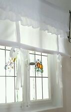 Raffrollo Gardine 60/90/...170cm weiß Landhaus Bändchenrollo Vorhang Raffgardine