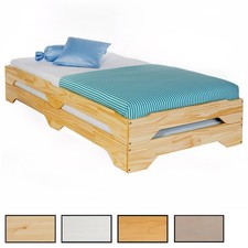 Strapelbett Gästebett Stapelliege Massivholzbett Set 2 Stück Kiefer massiv Bett
