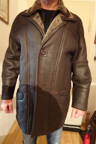 Leder lammfell longjacke braun - lammfell,
