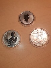 3x 1 oz Silberunze 1998 Silver Eagle + Britannia + Maple Leaf