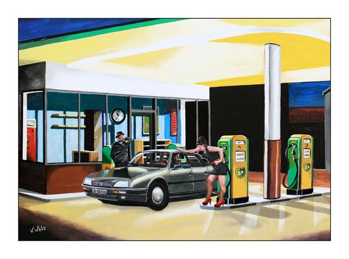 Tankstelle citroen 80er - tankstelle, cx