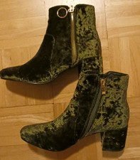 Grüne Samtstiefelette ungetragen Vintage  38