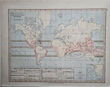 1878 Antik Map Of Welt