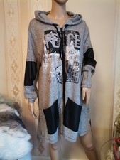 TREDY Strickmantel STRICK Jacke Mantel Strickjacke GR 3 44/46 Kunstleder STRASS