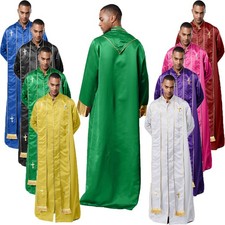 DE Herren Robe Schließung Kleider Taille Cassock Gold Stole Kirche Priester