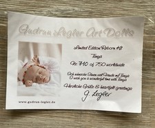 ausverkaufter seltener Reborn Bausatz TANYA von Gudrun Legler, NEU, Zertifikat