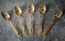 SBS Solingen 23/24 Kt. Hartvergoldet 5 Teelöffel  Vintagedekor Dachbodenfund 