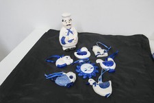 Kochlöffelhalter und 7 x Wanddeko Figuren Küche blau weiss Landhaus Deko