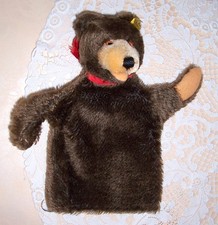 Steiff Handpuppe TEDDY BABY Linsenknopf & Fahne  6560/17 (1968 - 1978) sehr gut