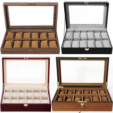 Uhrenbox Uhrenkoffer Uhrenkasten Holz/Leder Uhrenschatulle Uhrentruhe für 12