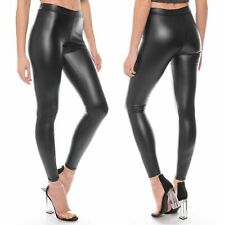 Damen Fleece Thermo Leggings Leggins Hose Leder-Optik Hohe Taille High-Waist 