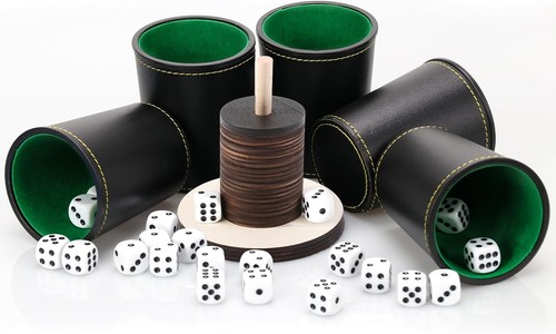 Würfelbecher set leder mit - würfelbecher,