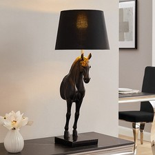 Tischlampe BLACK BEAUTY - 75cm - schwarz gold - Pferde-Skulptur - Tischleuchte
