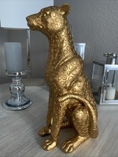 Deko Figur Leopard Gold Skulptur Statue XXL Edel Luxus Gepard Raubkatze NP 89,-€