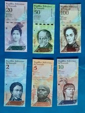 1 x 2+5+10+20+50+100 Bolivares Venezuela / guter Zustand /Geldschein Banknote **